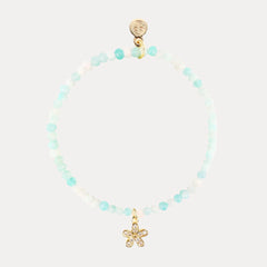 Luna Bracelet - Aqua With Flower Charm