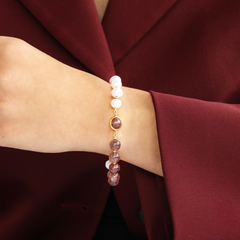 Margarite Bracelet - Strawberry Quartz/Pearl