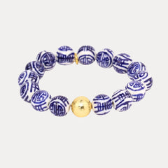 Porcelain Beaded Bracelet - Double Health & Luck