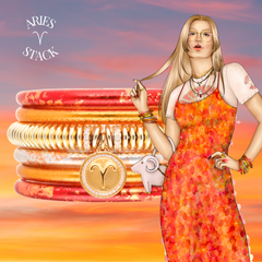 The Aries Zodiac Stack with Charm Bracelet