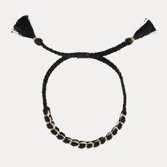 Viv String Bracelet - Black/Crystal