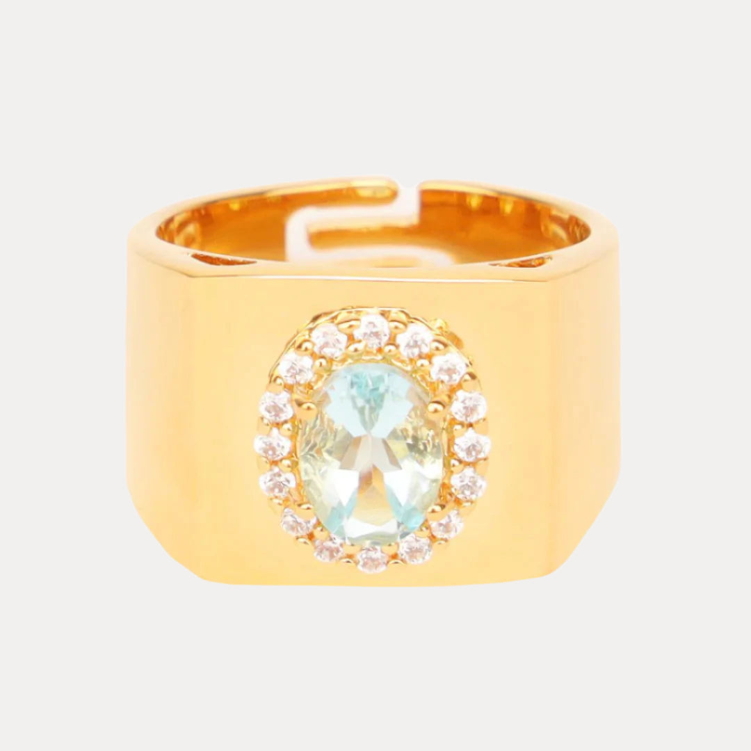 Birthday Ring - Aquamarine/White