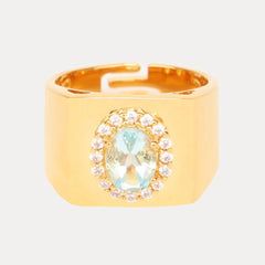 Birthday Ring - Aquamarine/White