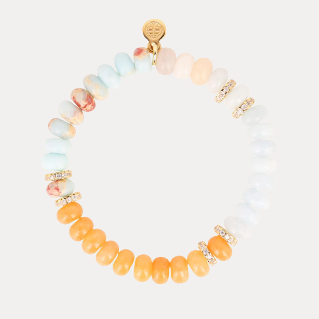 Capri Beaded Bracelet - Peach/Aqua