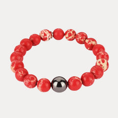 BuDhaMan Terton Bracelet for Men - Picasso Red Jasper