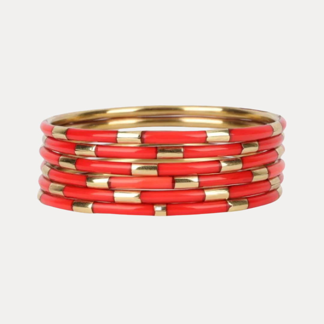 Coral Veda Bangles - Set of 6