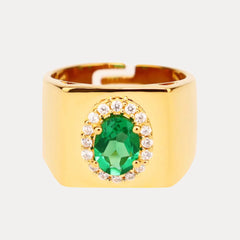 Birthday Ring - Emerald/White