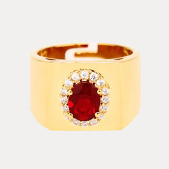 Birthday Ring - Garnet/White