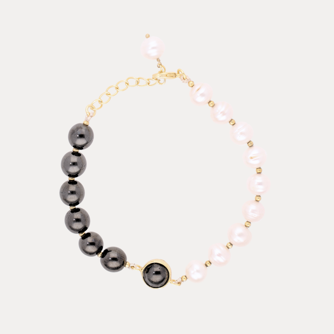 Margarite Bracelet - Hematite/Pearl