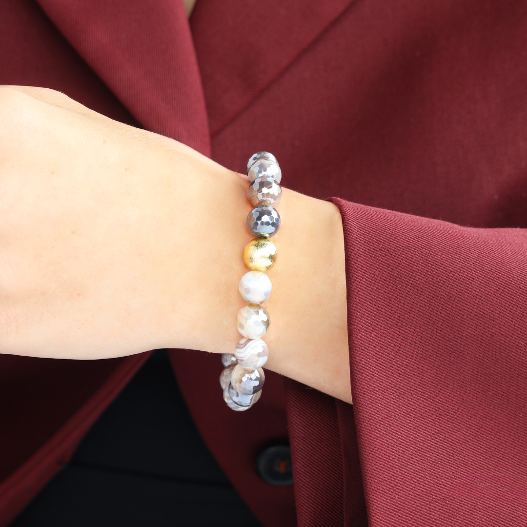 Mélange Beaded Bracelet - Taupe Brown