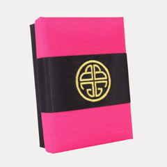 Pink Silk Gift Box with Gold Embroidery