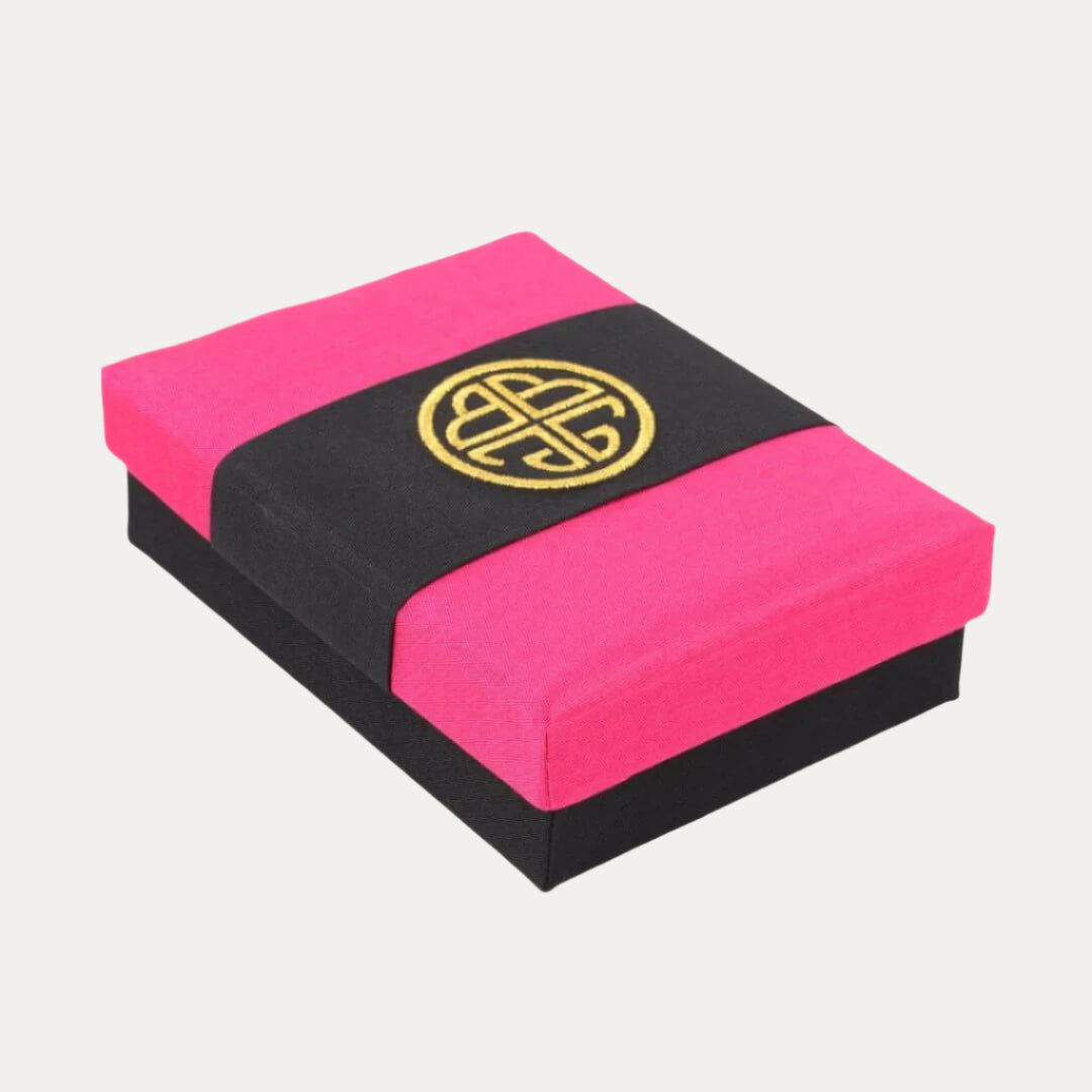 Pink Silk Gift Box with Gold Embroidery