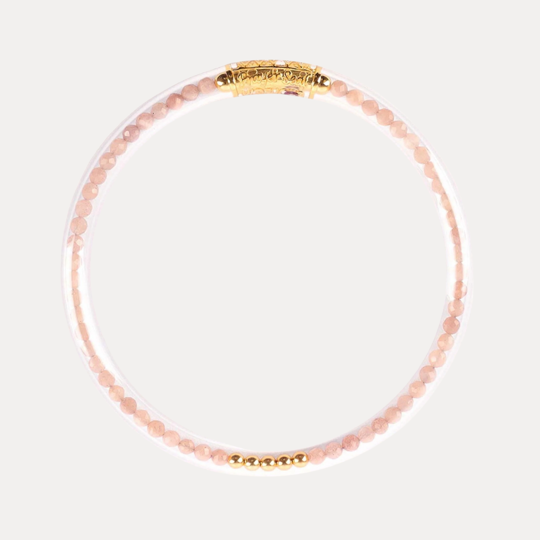 Pink Moonstone Luxe All Weather Bangle® (AWB®) - Serenity Prayer