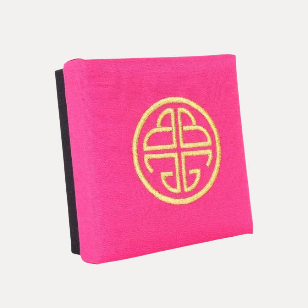 Pink Silk Gift Box with Gold Embroidery