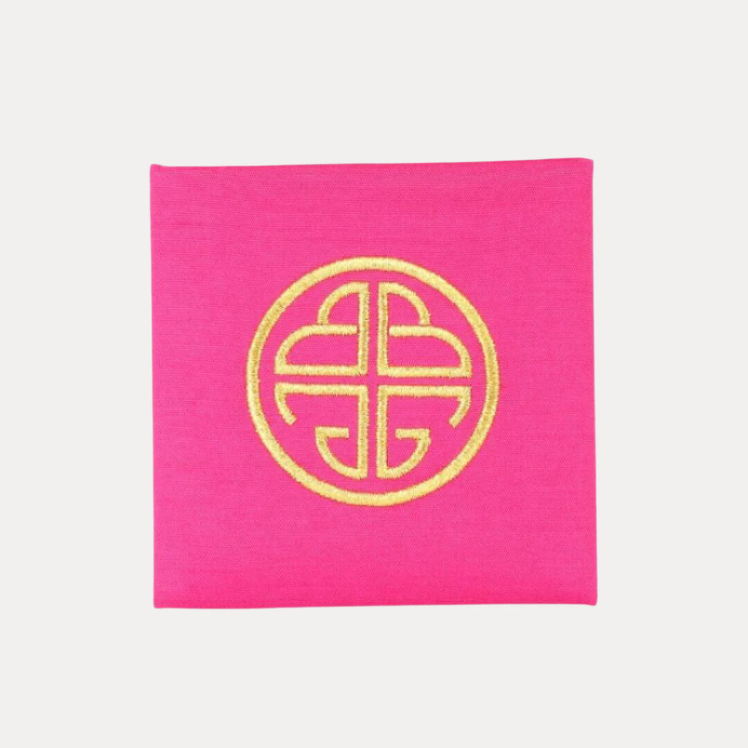 Pink Silk Gift Box with Gold Embroidery
