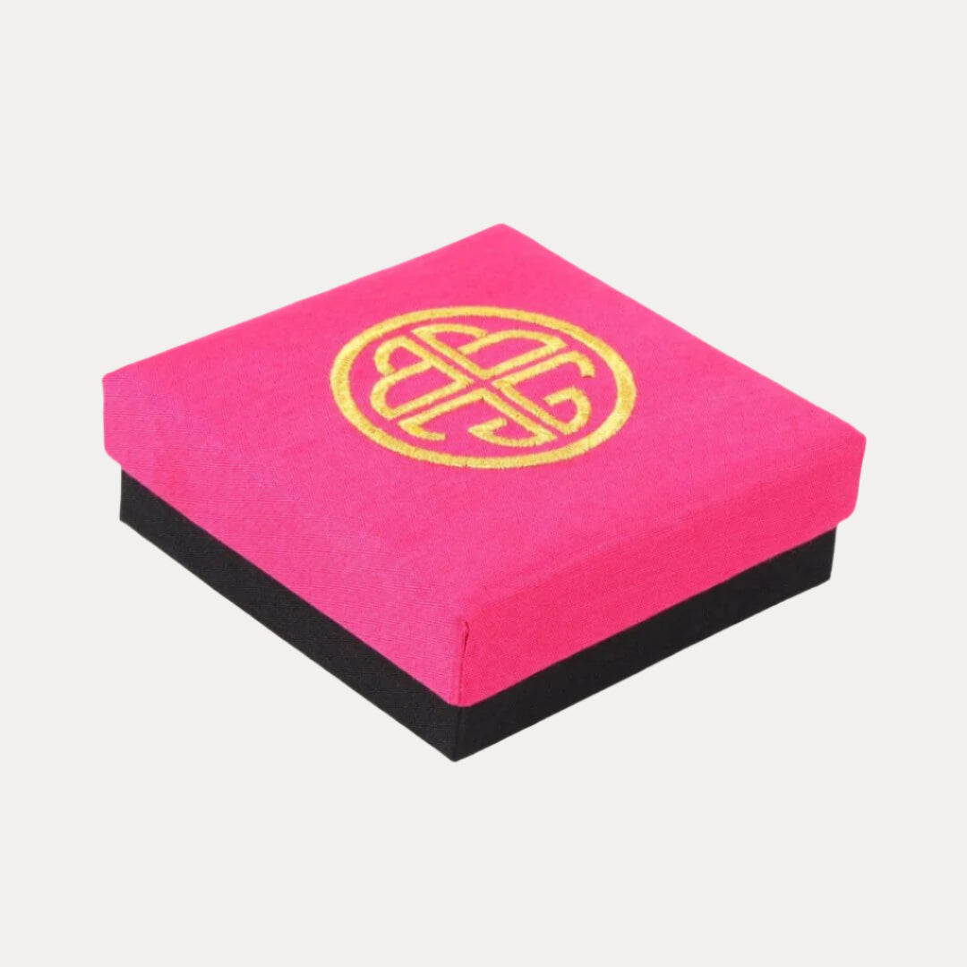 Pink Silk Gift Box with Gold Embroidery