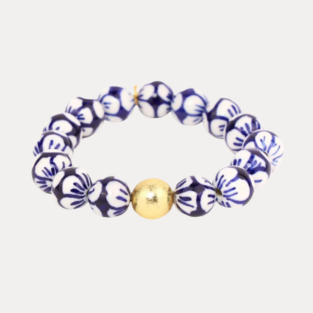 Porcelain Beaded Bracelet - Lotus
