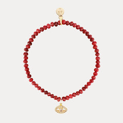 Luna Bracelet - Raspberry With Evil Eye Charm