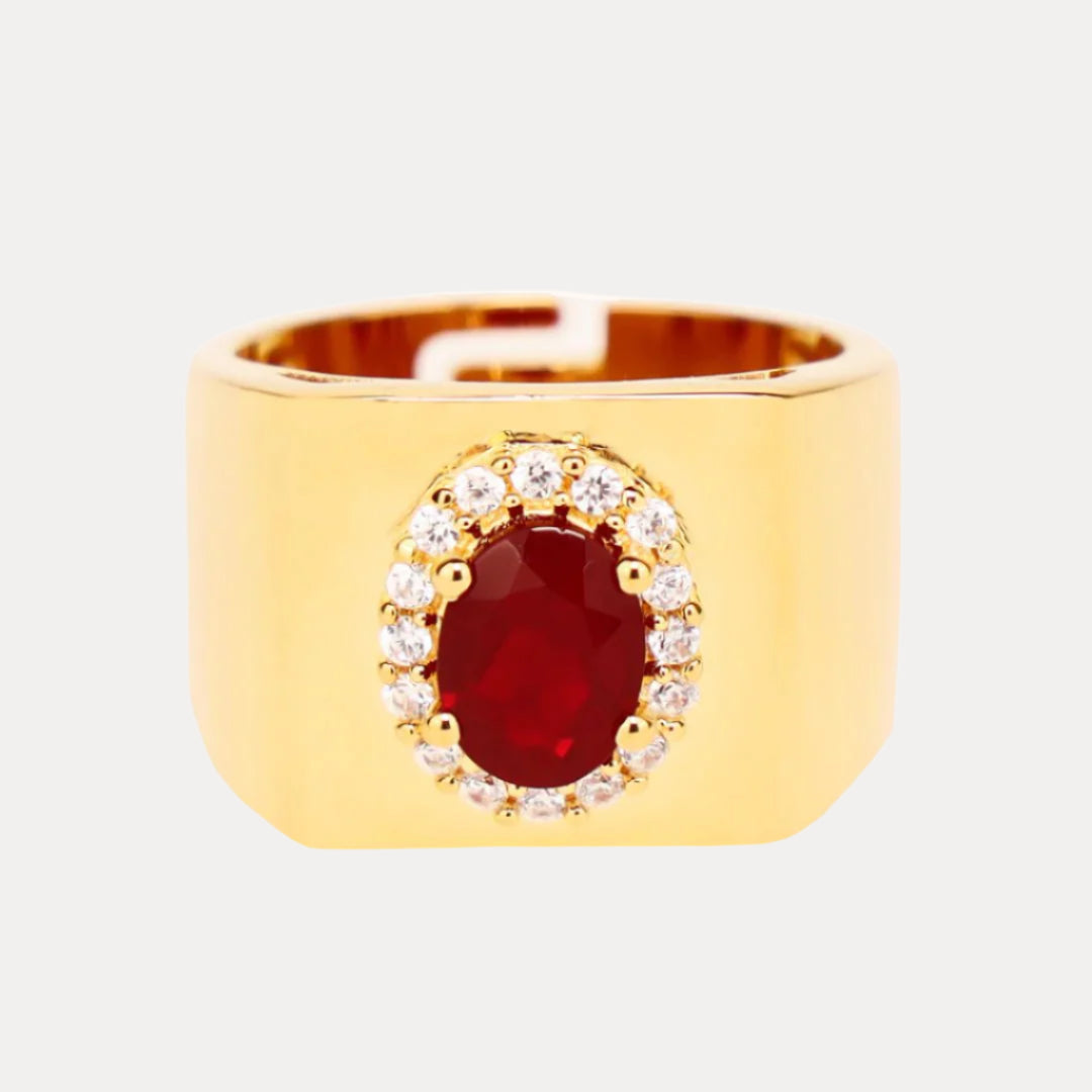 Birthday Ring - Ruby/White