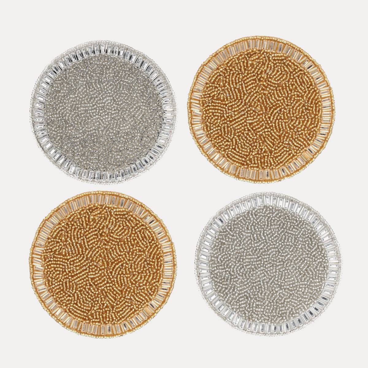 Silver & Gold Holiday Coasters - Set of 4