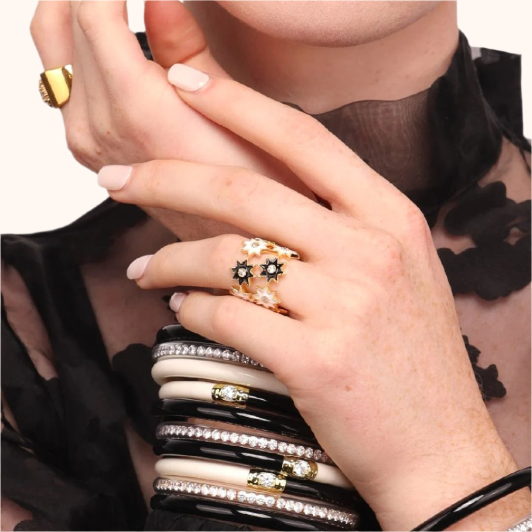 Black & White Star Cluster Ring