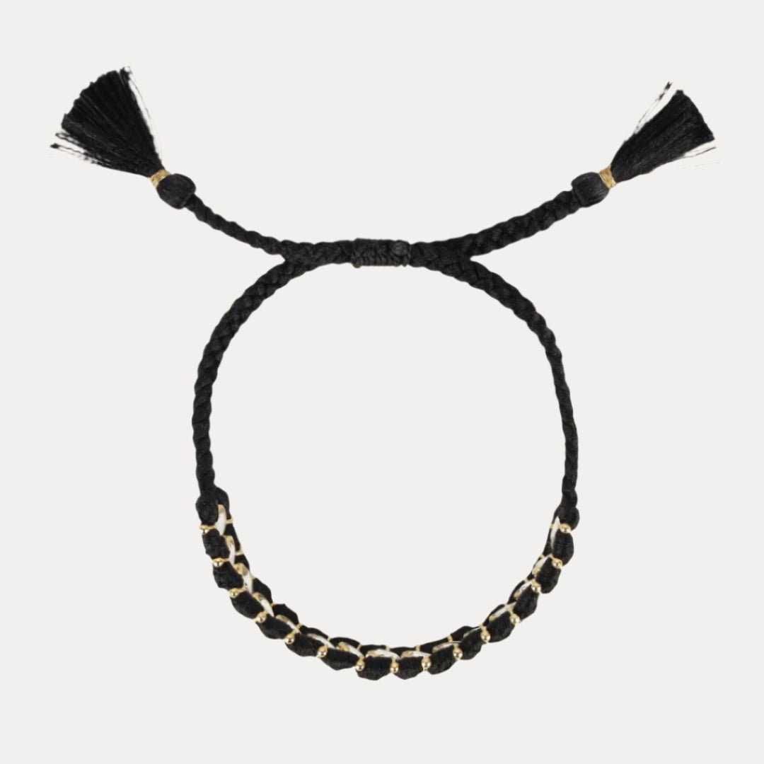 Viv String Bracelet - Black/Crystal