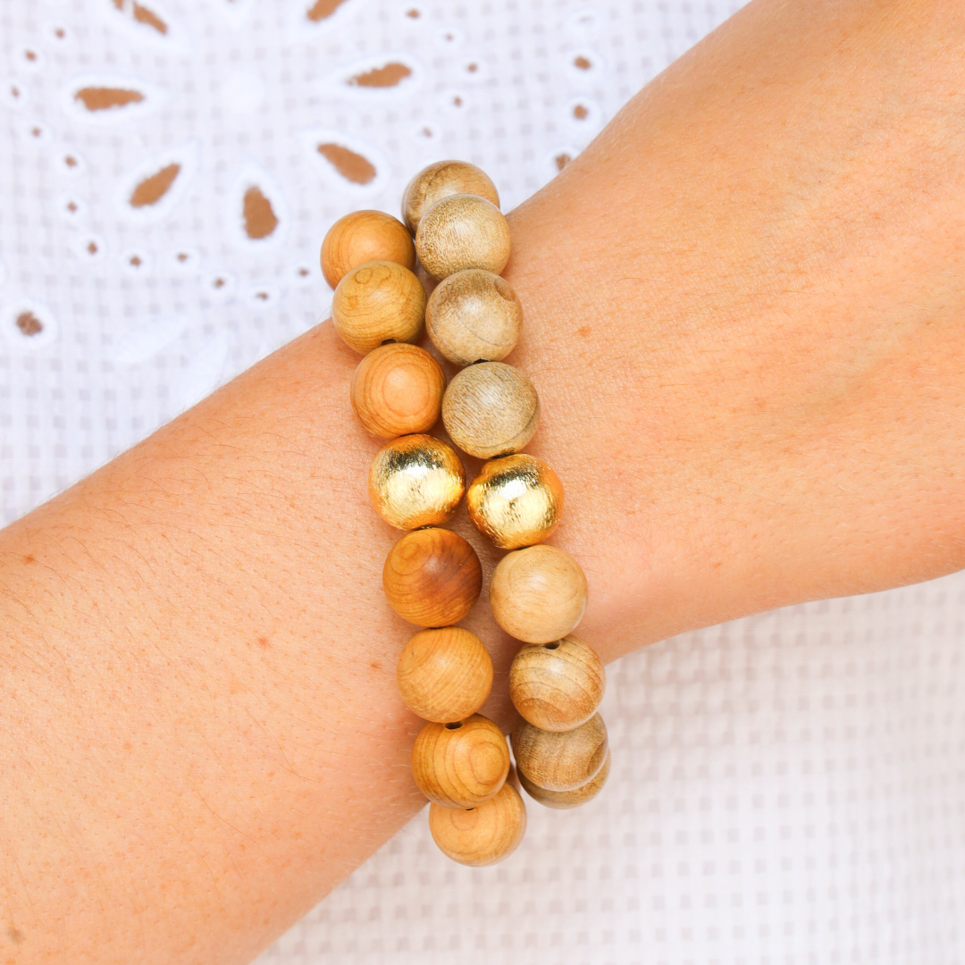 Varnished Wood Beaded Bracelet